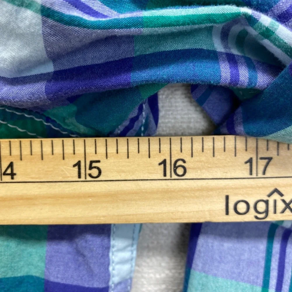 Oshkosh B'gosh Kids Boys Plaid Button Down Shirt Sz 12 Green Purple Long Sleeve